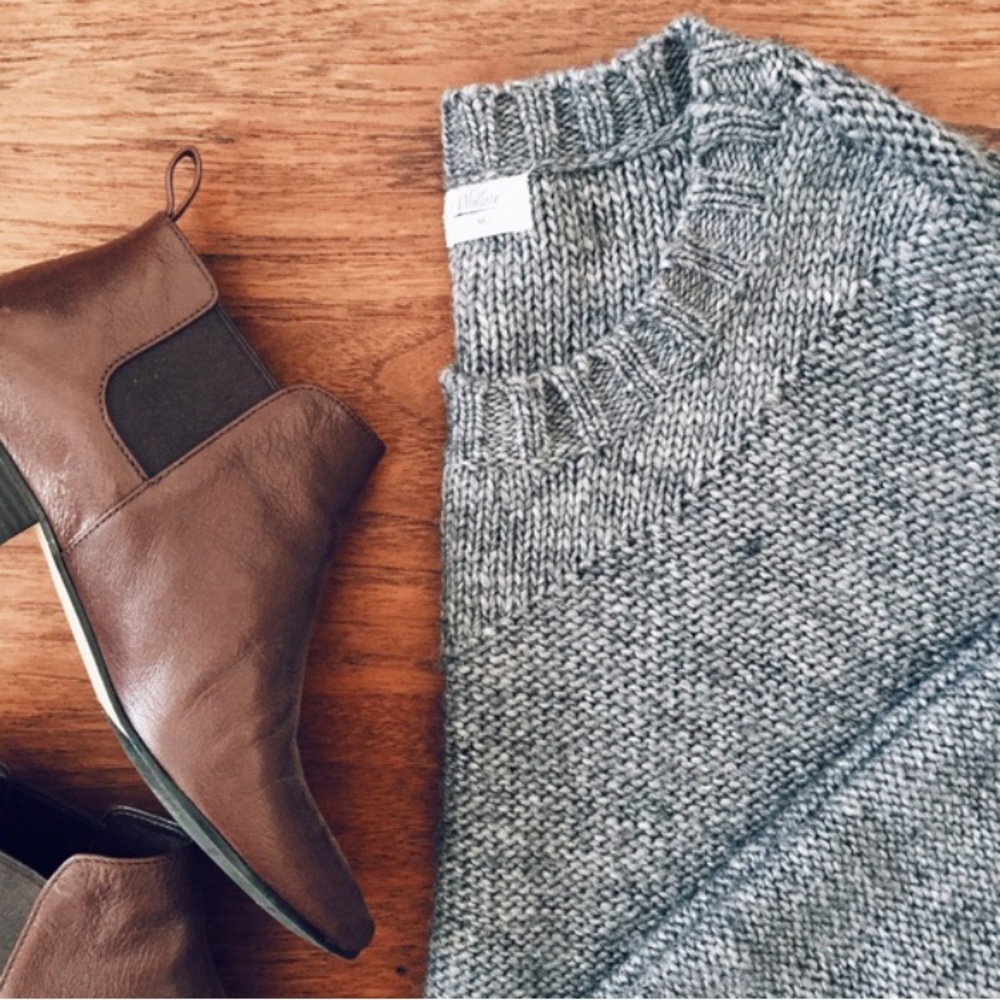 Madewell Soft Stitch Gray Chunky Sweater Small